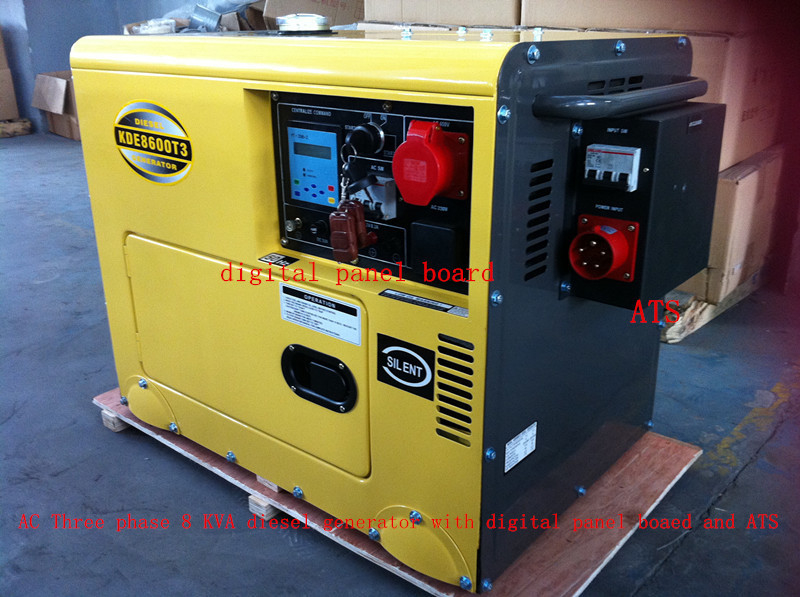 tipo silencioso grupo da cor do amarelo 8KVA de geradores diesel pequeno com ATS, baixo sistema de alarme do óleo